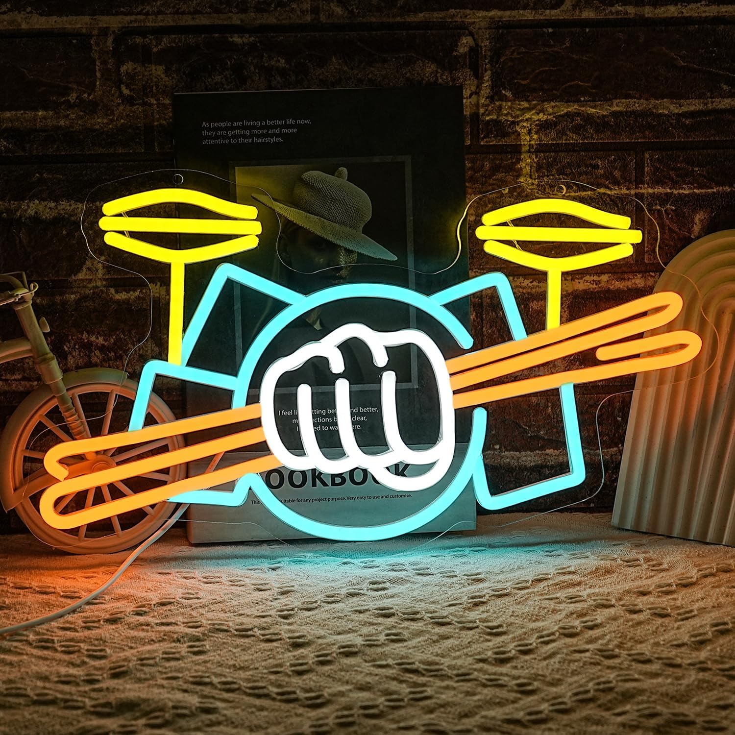 Lighting Decoration Ideas - 드럼 세트 네온사인 USB 전원 악기