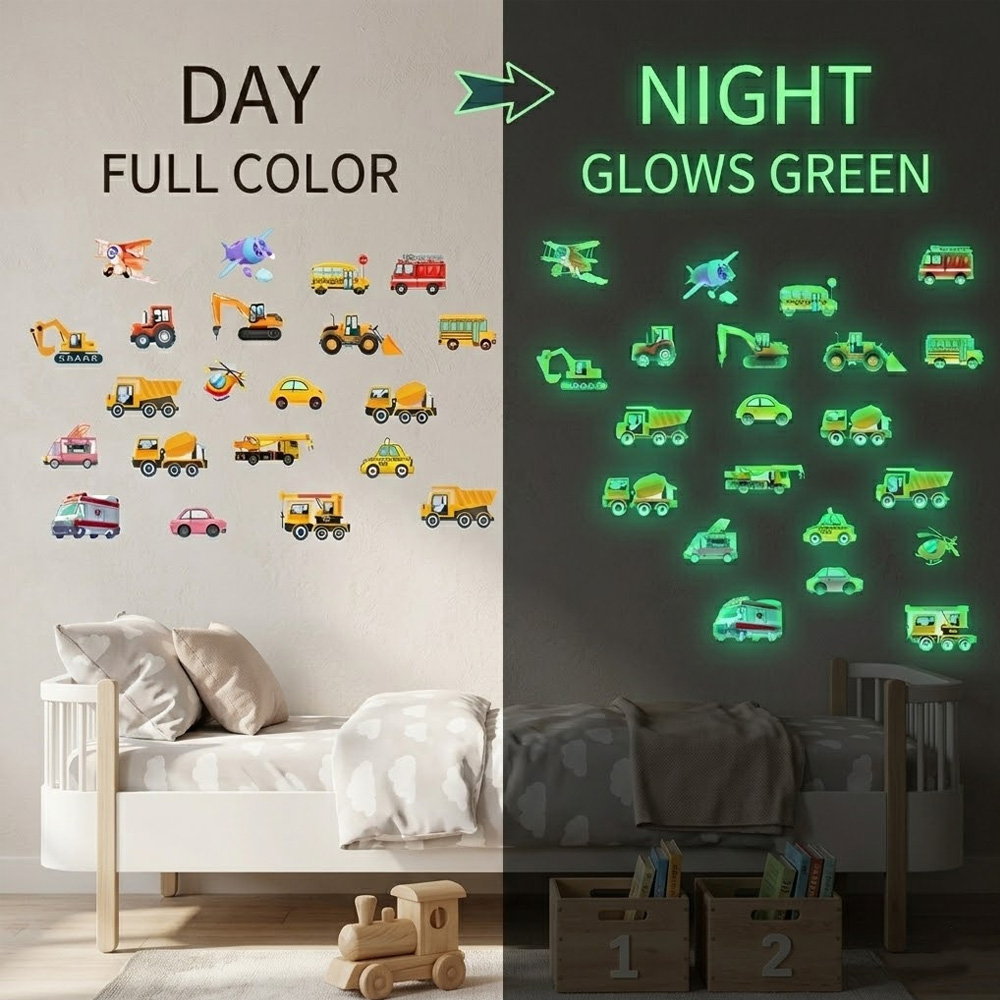 Lighting Mcqueen Bedroom Decor - 빛나는 자동차 벽 스티커 21개 세트