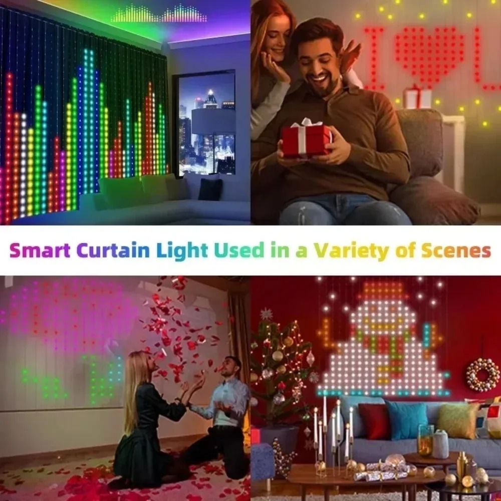 LED 픽셀 커튼 조명, 블루투스 앱으로 제어 가능,  - Lighting Christmas Decor 리뷰 및 가격