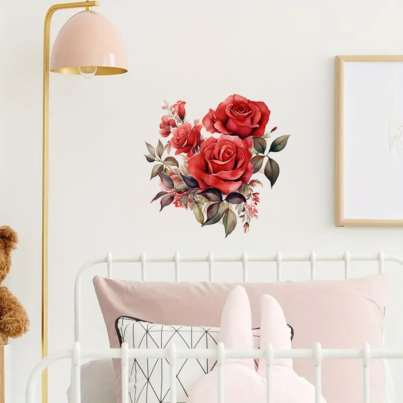 T2345 #   아름다운 붉은 장미 스티커 장식 거실 - Lighting Mcqueen Bedroom Decor 리뷰 및 가격