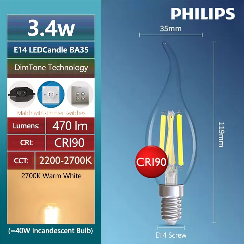 필립스 마스터 LED 캔들 E14 필라멘트 전구 3.4 - Philips Bulb Led Classic 리뷰 및 가격