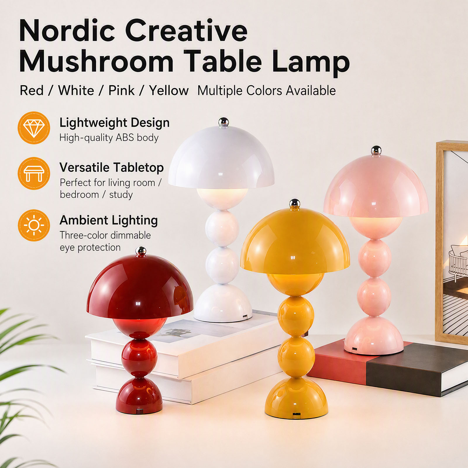 버섯 모양의 꽃송이 디자인 테이블 램프, USB 충전식 - Decor Lighting Lamps 리뷰 및 가격