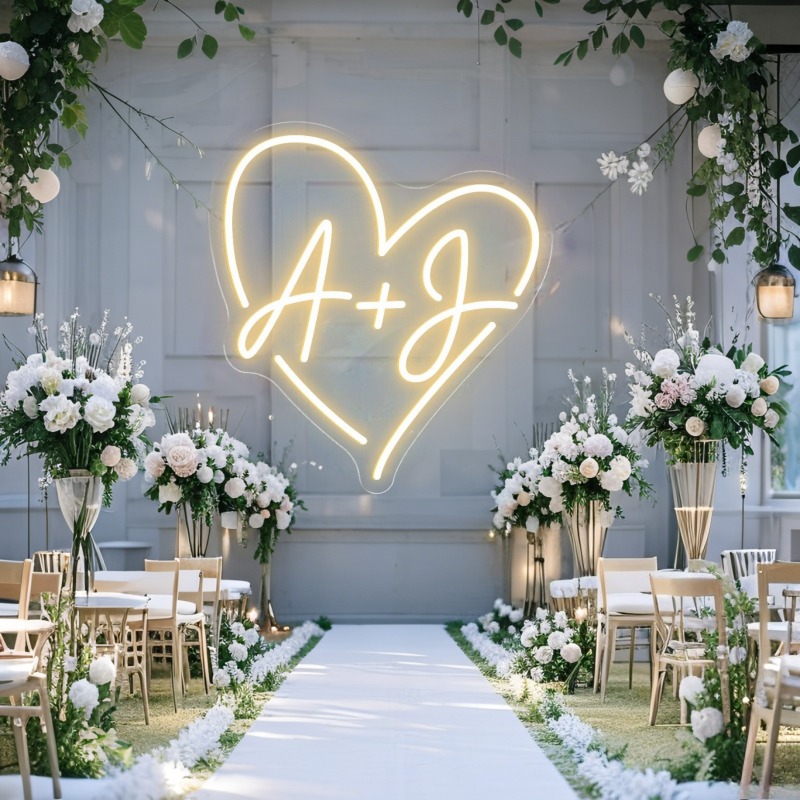 맞춤 이니셜 하트 LED 네온사인, 웨딩 파티 배경 홈 - Lighting Decoration Ideas 리뷰 및 가격