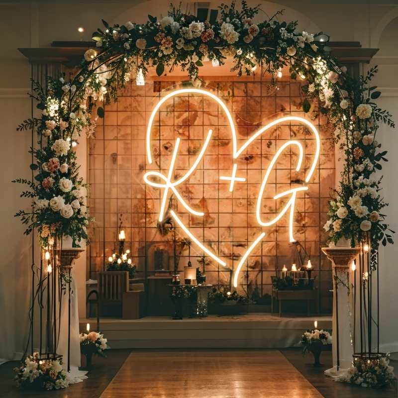 맞춤 이니셜 하트 LED 네온사인, 웨딩 파티 배경 홈 - Lighting Decoration Ideas 리뷰 및 가격