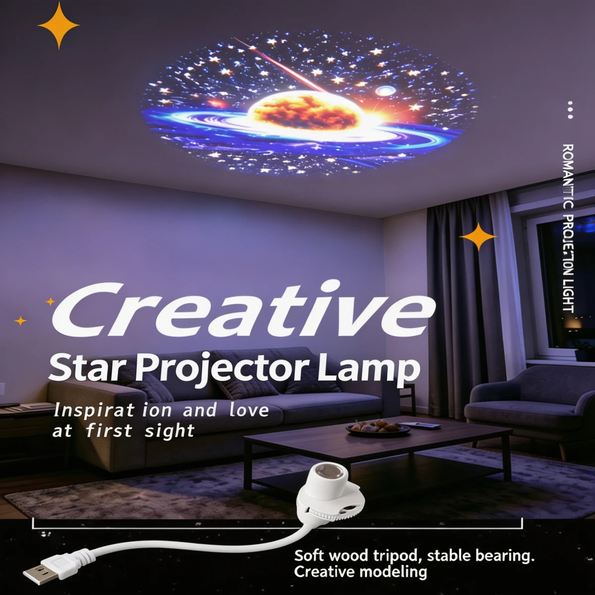 15가지 패턴의 별빛 투사기, USB 연결, 360도  - Lighting Mcqueen Bedroom Decor 리뷰 및 가격