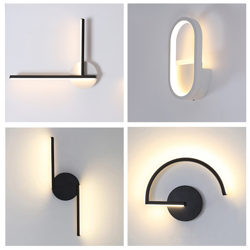 현대적인 북유럽 LED 벽등, 미니멀리스트 블랙 기하학 - Decor Lighting Lamps 리뷰 및 가격