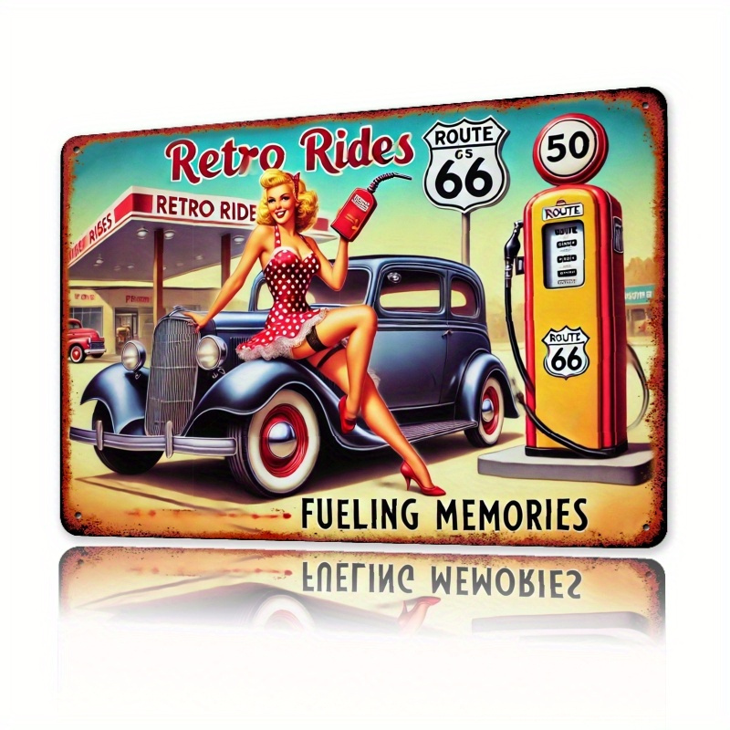 빈티지 66 루트 벽 장식 금속 간판 - 레트로 주유소 - Lighting Mcqueen Bedroom Decor 리뷰 및 가격