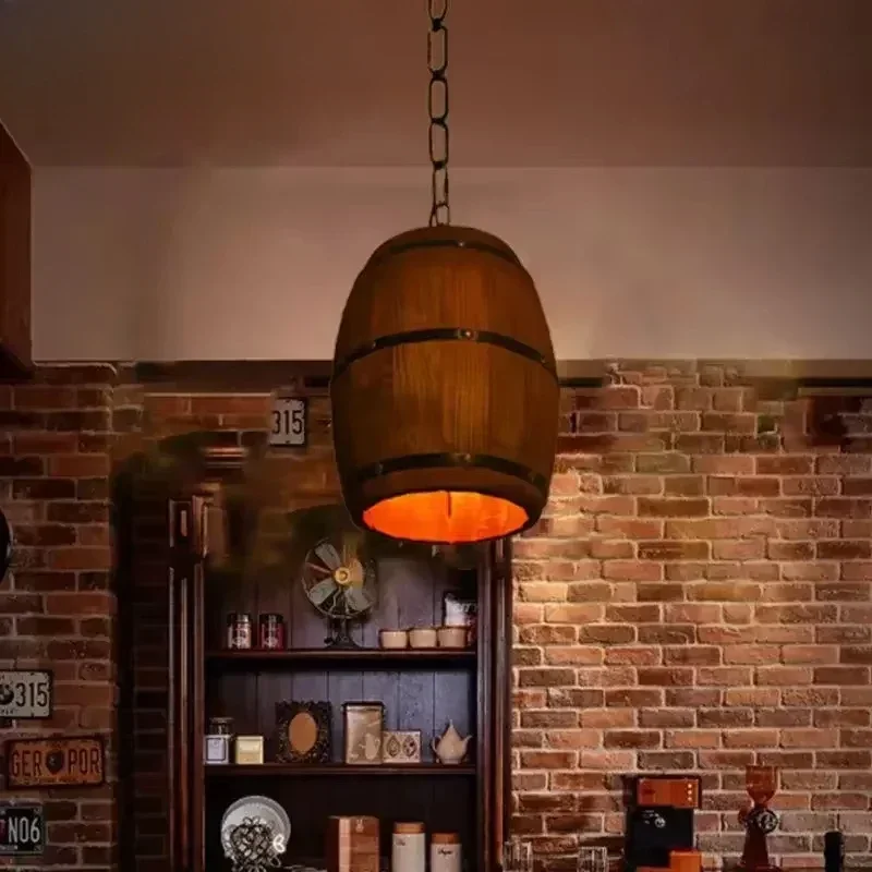 소박한 빈티지 샹들리에 나무 펜던트 조명 와인 배럴 행 - Decor Lighting Lamps 리뷰 및 가격