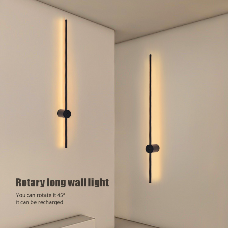 현대적인 충전식 LED 벽등 블랙 알루미늄 바디 선형  - Decor Lighting Lamps 리뷰 및 가격