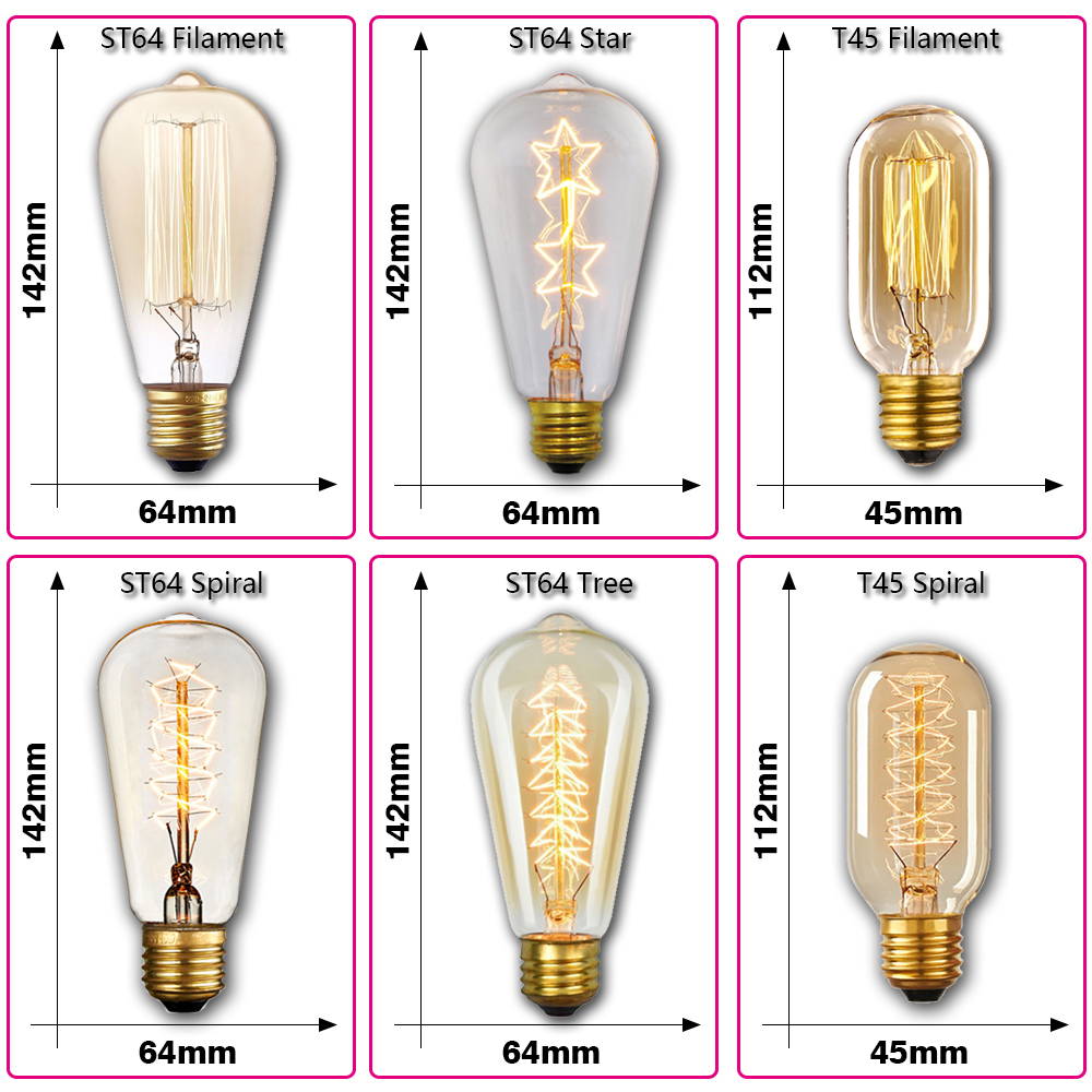 레트로 에디슨 전구 E27 40W 220V A60 ST - Lighting Decoration Ideas 리뷰 및 가격