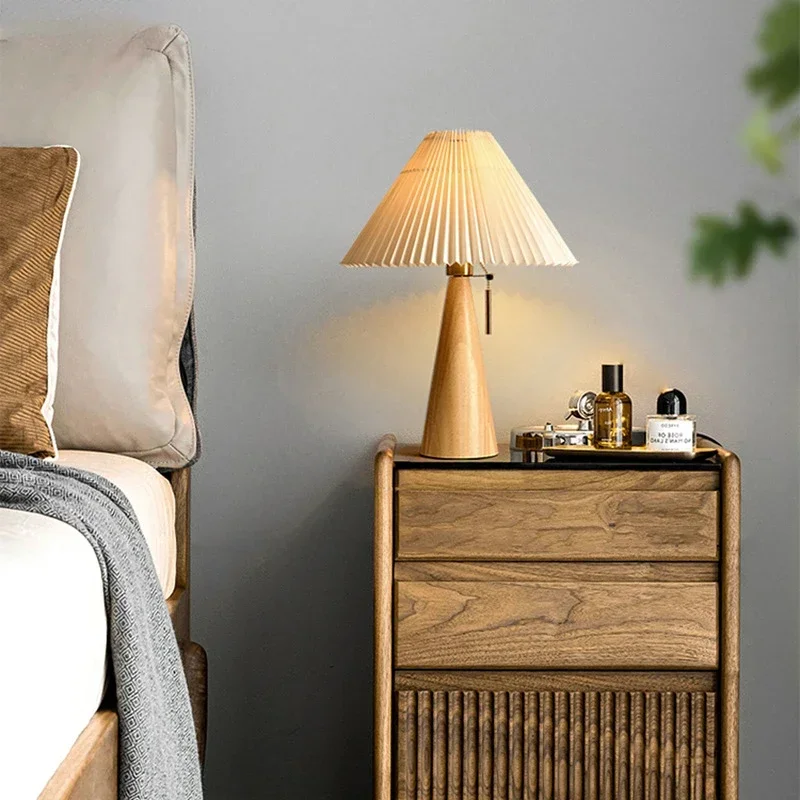레트로 주름 테이블 램프 북유럽 스타일 원목 조명 침실 - Lighting Decor Bedroom 리뷰 및 가격